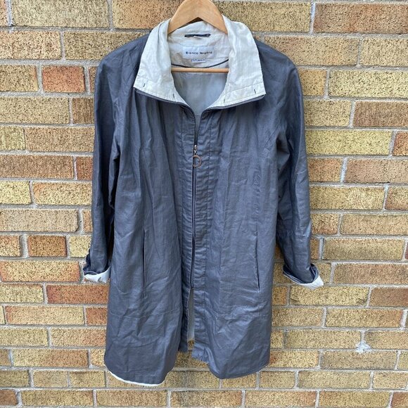 Vintage 1998 Bianca Nygord Linen Shell Designer Jacket Gray - Picture 1 of 14